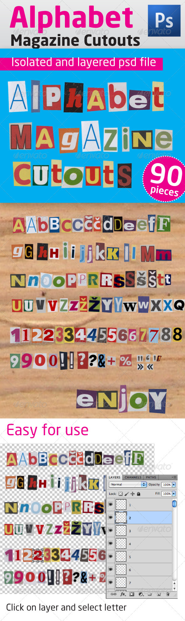 Alphabet Magazine Cutouts - Miscellaneous Isolated Objects