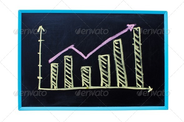 Written business chart on blackboard. - Stock Photo - Images