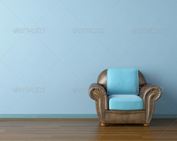 blue interior with couch - Stock Photo - Images