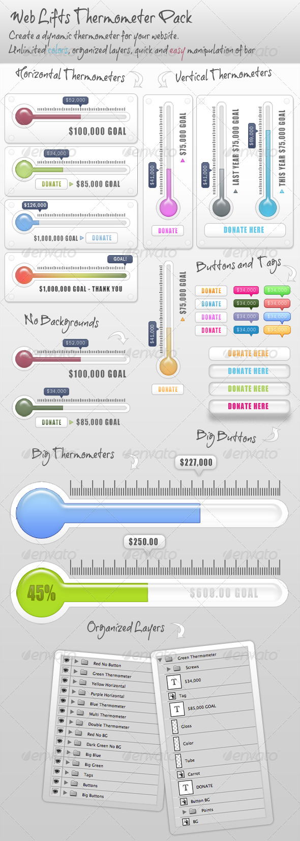 Weblifts Fundraising Thermometer Pack - Miscellaneous Web Elements