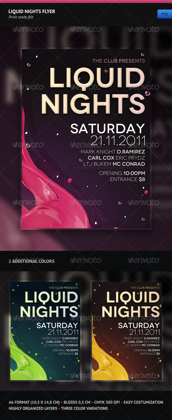 Liquid Nights Flyer - Clubs & Parties Events