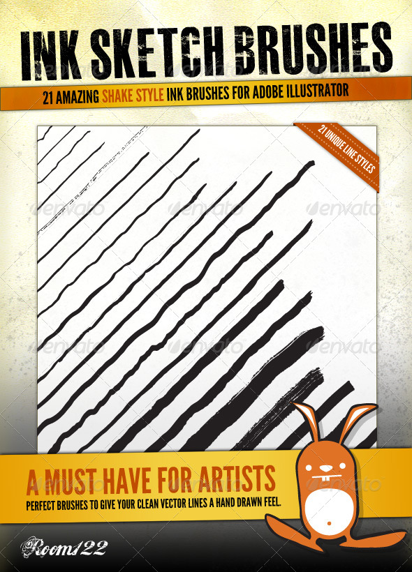 Ink Sketch Lines - 21 Illustrator Brushes - Artistic Brushes