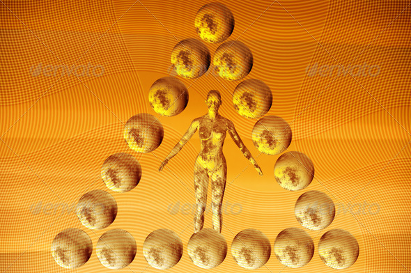 pyramid of spheres - Stock Photo - Images
