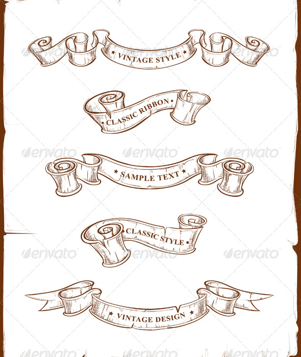 vintage ribbons set graphicriver vintage ribbons set graphicriver