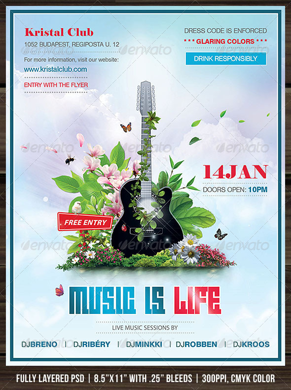 Music Is Life Poster/Flyer - Clubs & Parties Events