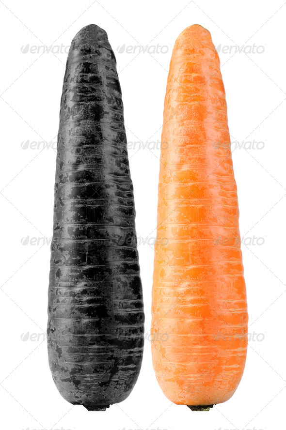 Contaminated and Organic Carrots Isolated on White Background - Stock Photo - Images