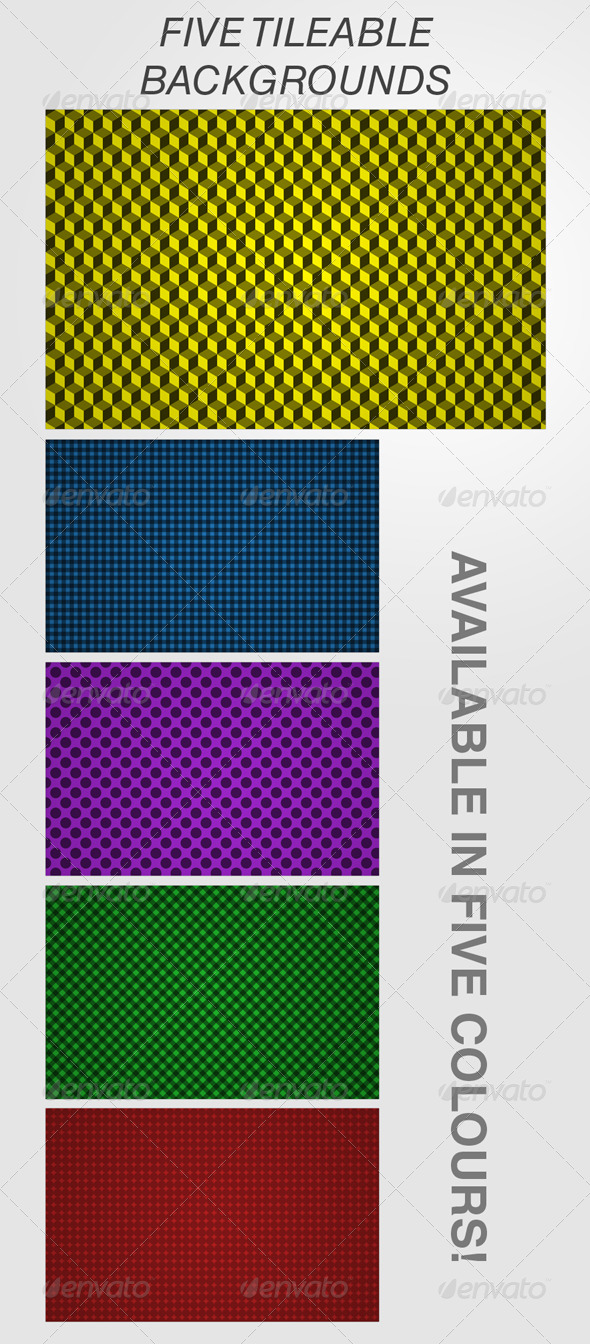 Five Tileable Textures / Styles - Abstract Textures / Fills / Patterns