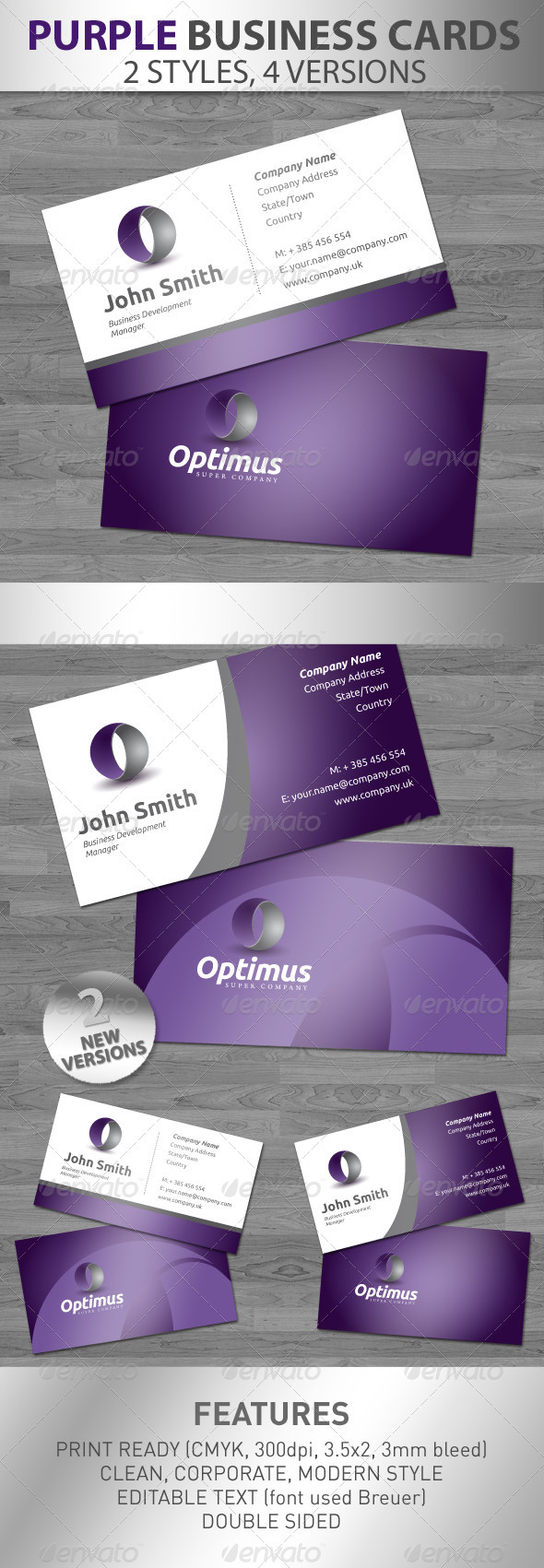 Purple Corporate Business Cards - Business Cards Print Templates