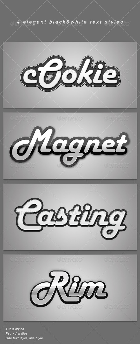 4 Elegant B&W Text Styles - Text Effects Styles