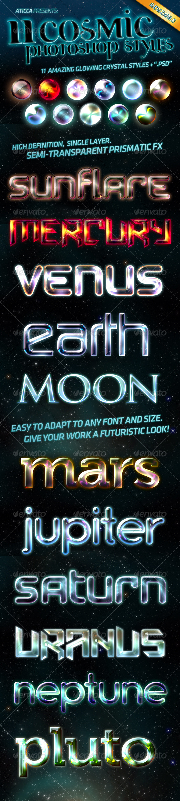 11 Futuristic Crystal PS Styles - Text Effects Styles