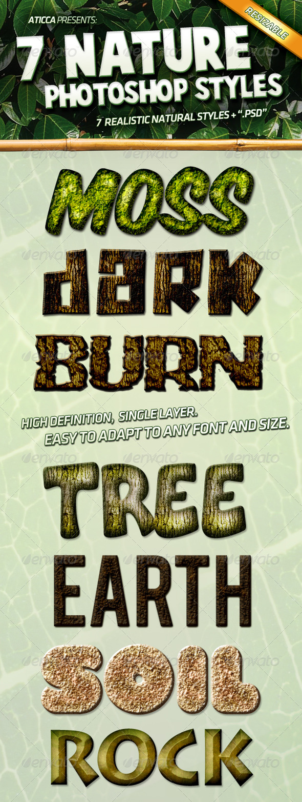 7 Nature Photoshop Styles - Text Effects Styles
