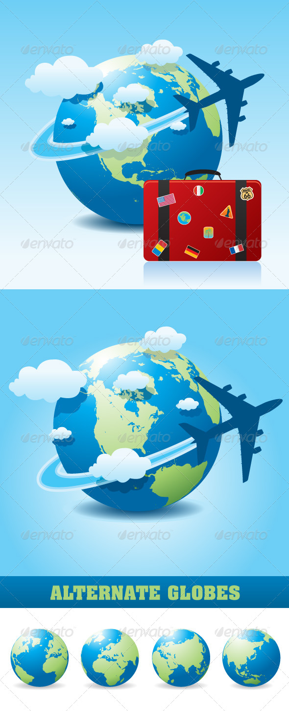 GraphicRiver Airplane Travel on Globe 118535 GraphicRiver Airplane Travel on Globe 118535