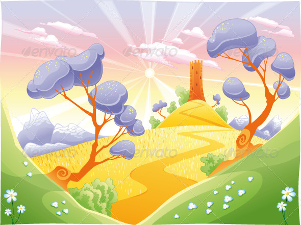 GraphicRiver Landscape with tower 151746 GraphicRiver Landscape with tower 151746