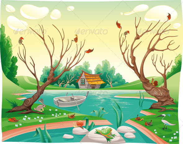 GraphicRiver Pond and animals 151748 GraphicRiver Pond and animals 151748