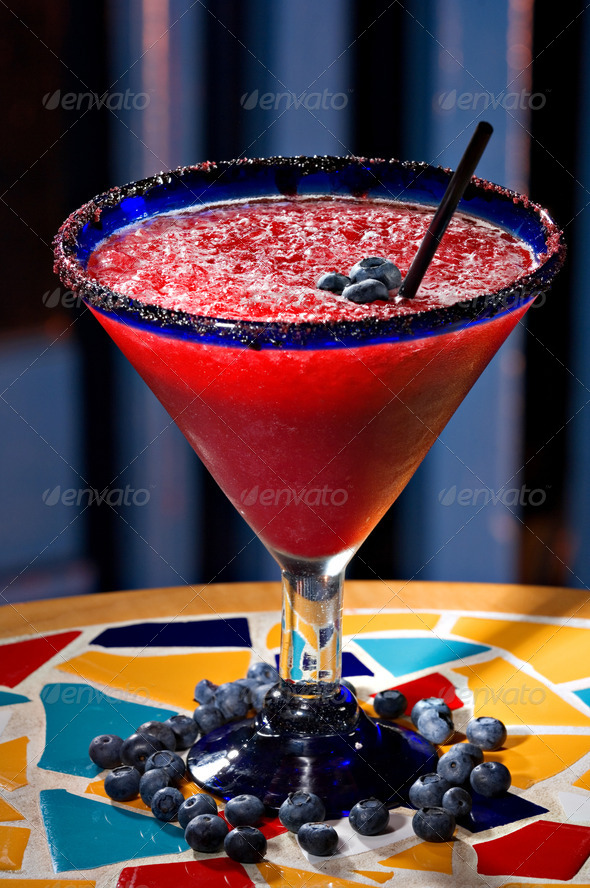 Blueberry margarita cocktail - Stock Photo - Images