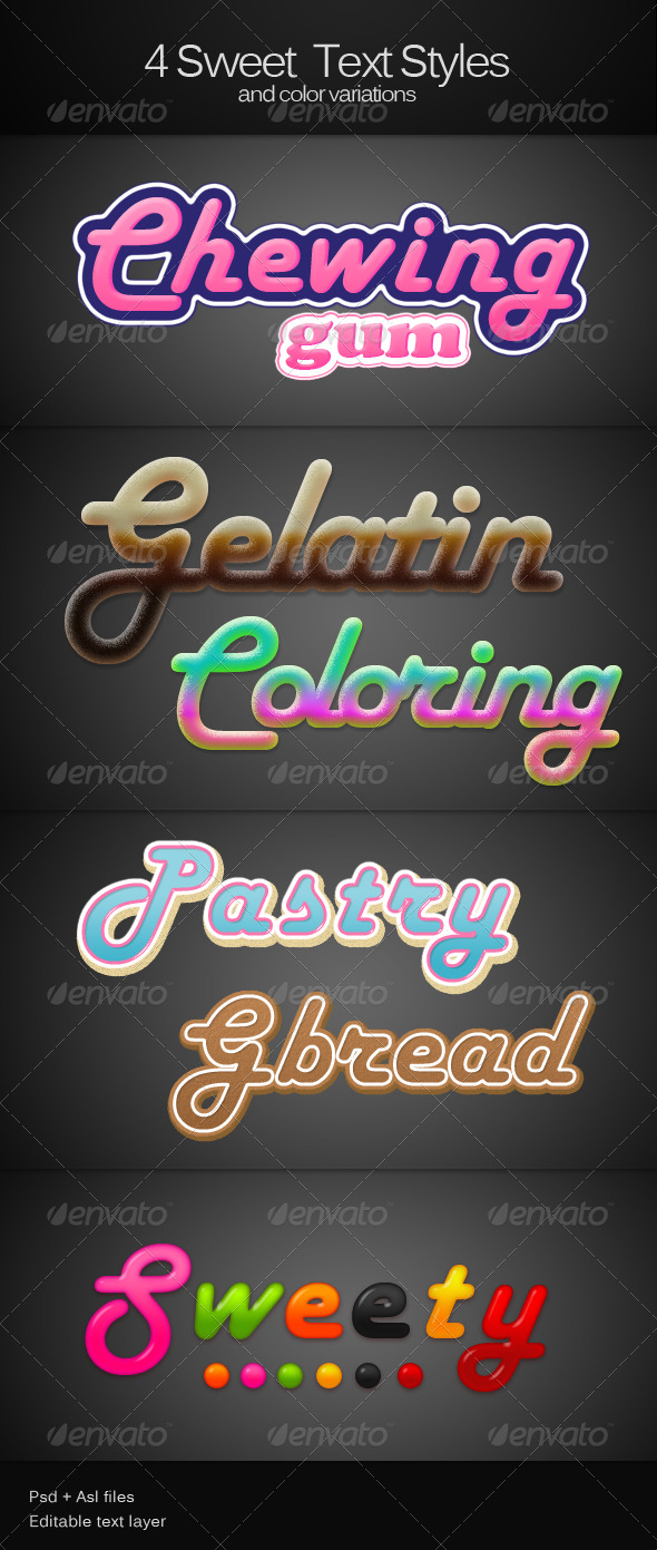 4 Sweet text Styles - Text Effects Styles
