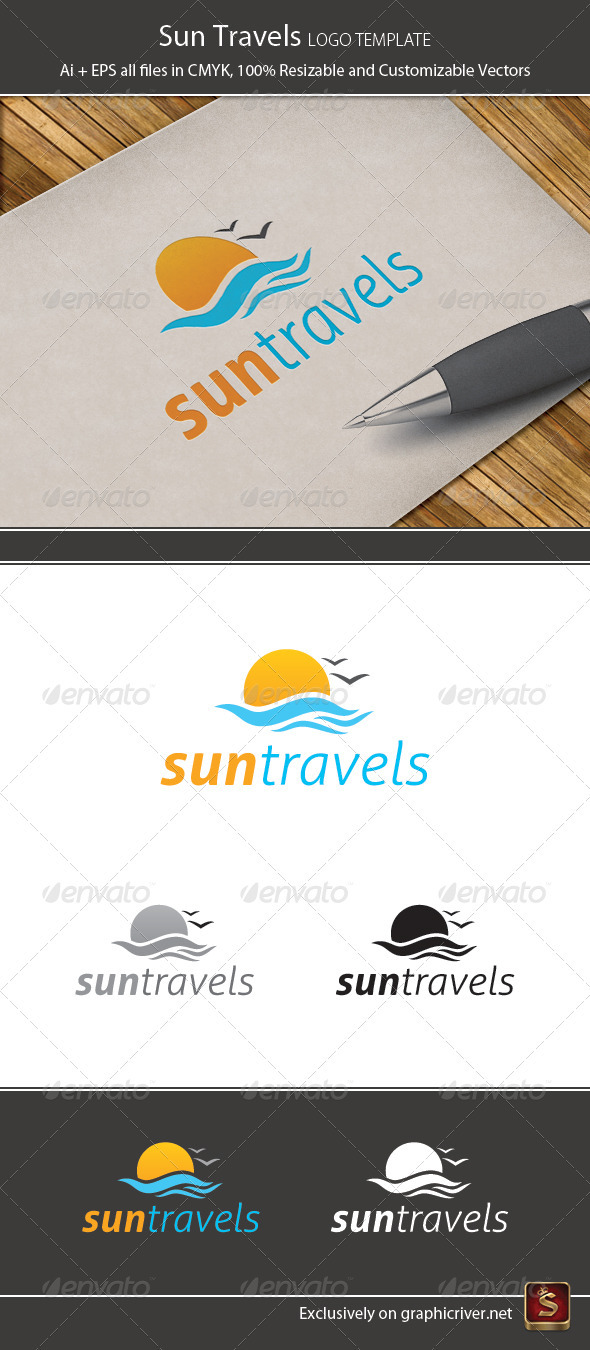 Sun Travels Logo Template - Vector Abstract