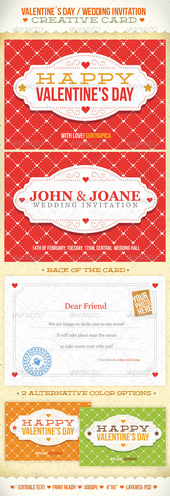 Valentine's Day And Wedding Invitation Postcard - Holiday Greeting Cards