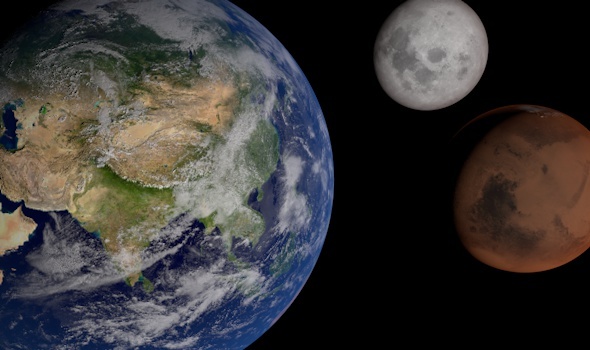 Earth moon and mars planets - 3DOcean Item for Sale