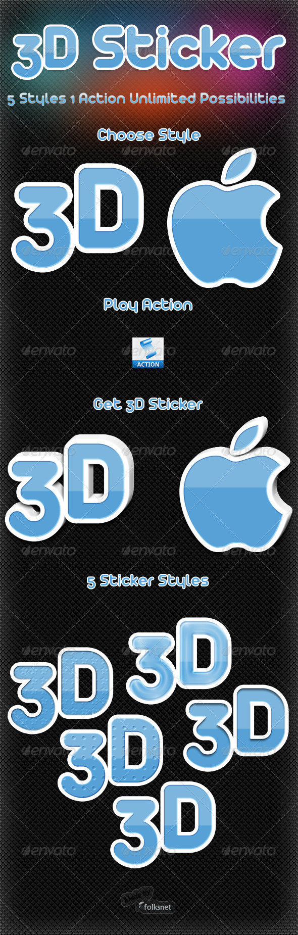 3D Sticker - Text Effects Actions