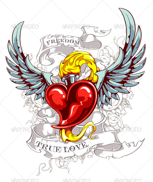 Burning Heart with Wings GraphicRiver Item for Sale