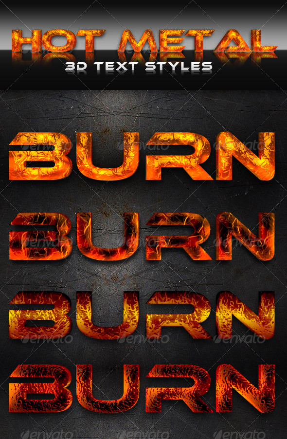 Hot Metal 3D Text Styles - Text Effects Styles