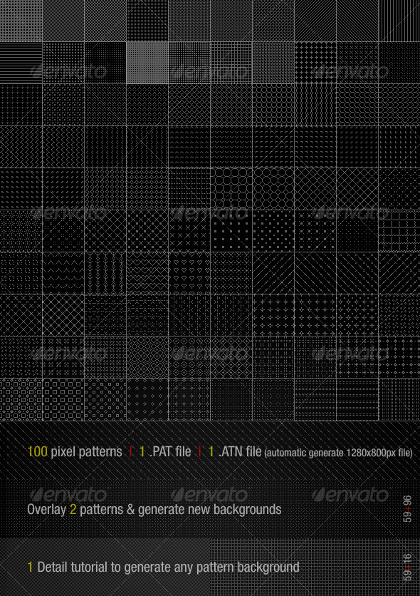 100 Pixel Patterns - Techno / Futuristic Textures / Fills / Patterns