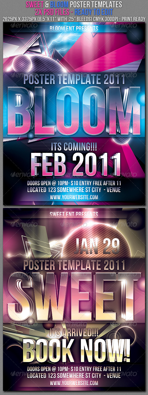 Bloom & Sweet Poster Templates - Clubs & Parties Events