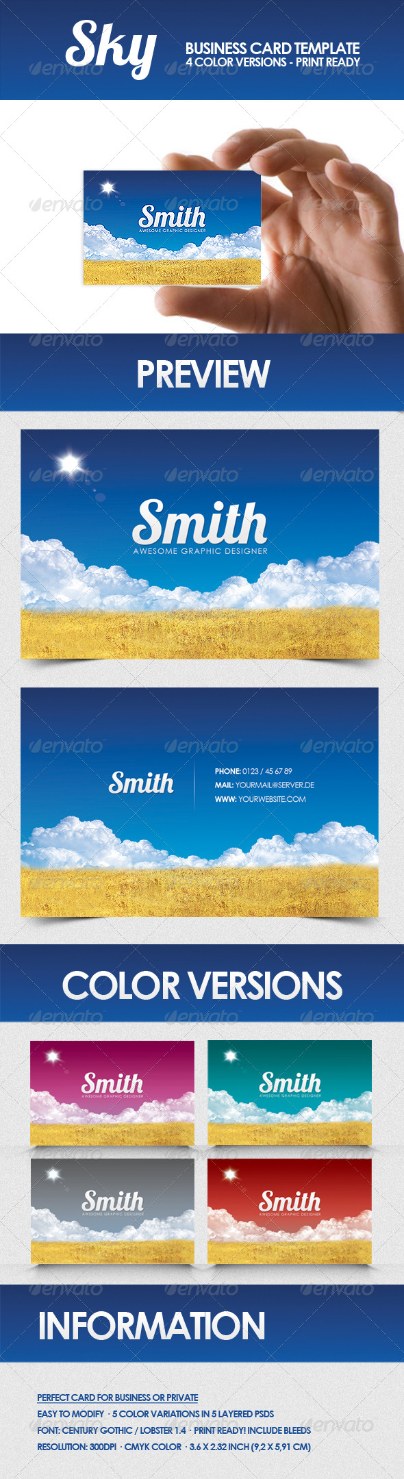 Sky - Business Card Template - Creative Business Cards