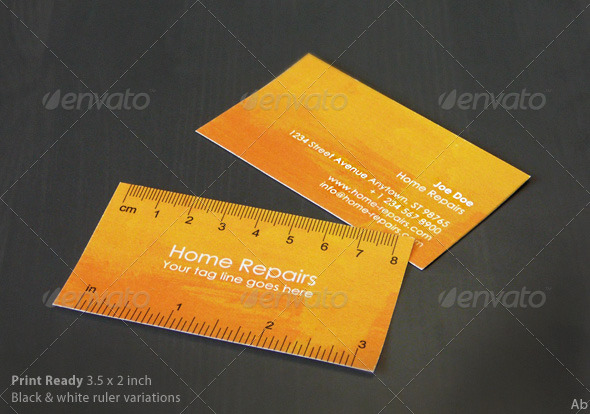 GraphicRiver Handy Business Card with Ruler Yellow-Orange 157397 GraphicRiver Handy Business Card with Ruler Yellow-Orange 157397