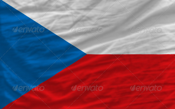 complete waved national flag of czech for background - Stock Photo - Images