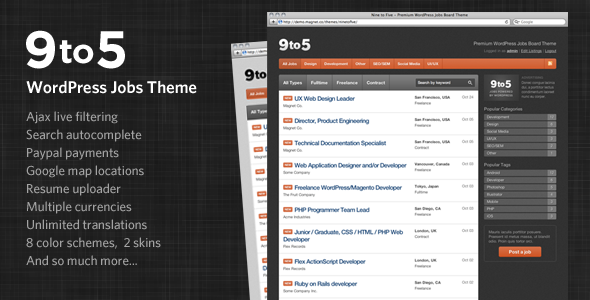 Nine to Five - Premium WordPress Jobs Theme