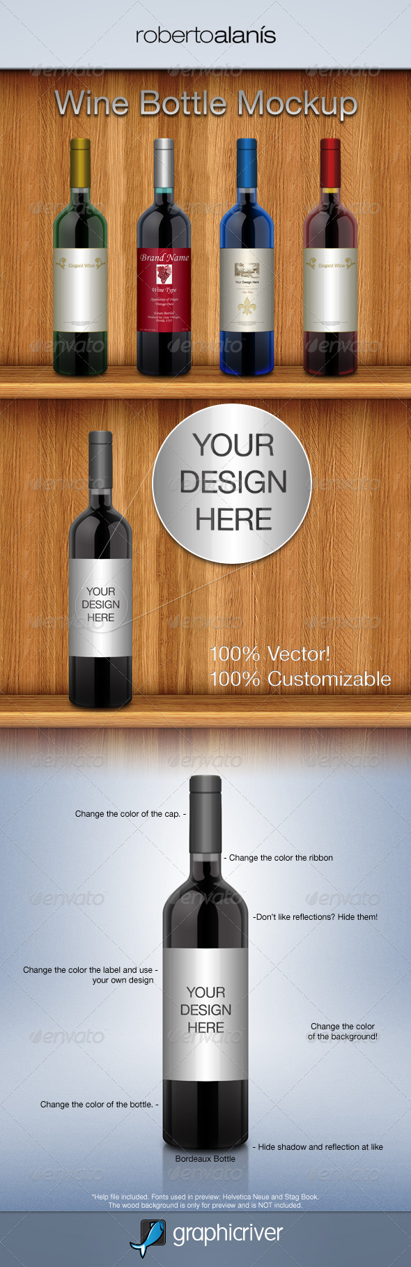 Wine Bottle Mockup - Food and Drink Packaging