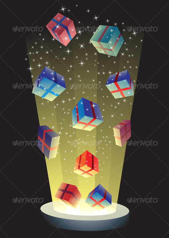 flying gift boxes - Christmas Seasons/Holidays