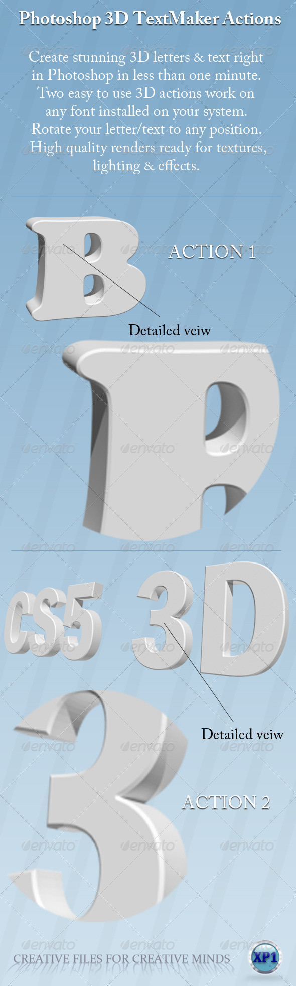 Two Photoshop 3D Text Maker Actions - Text Effects Actions