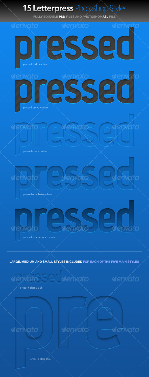 Pressed - Letterpress Photoshop Styles - Text Effects Styles