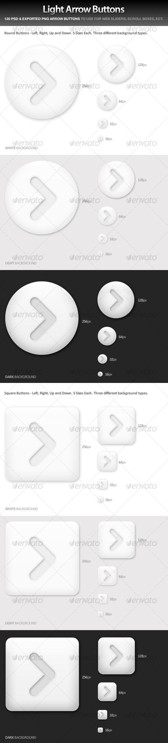 Light Arrow Buttons - Buttons Web Elements