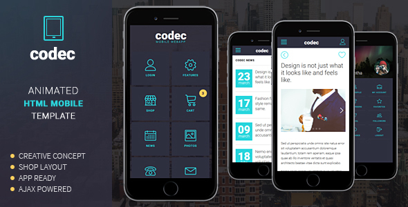 Codec Mobile HTML Template by sindevo ThemeForest