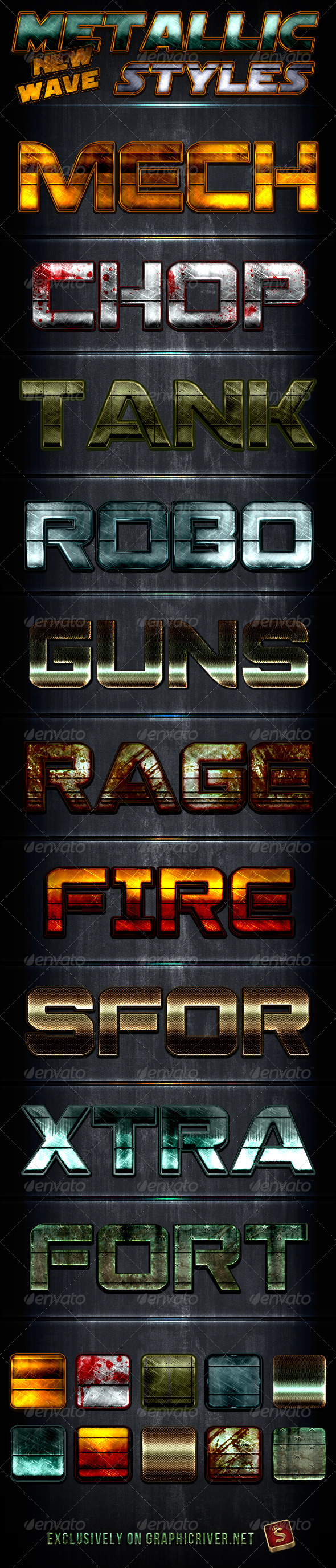 Metallic Styles - New Wave - Text Effects Styles