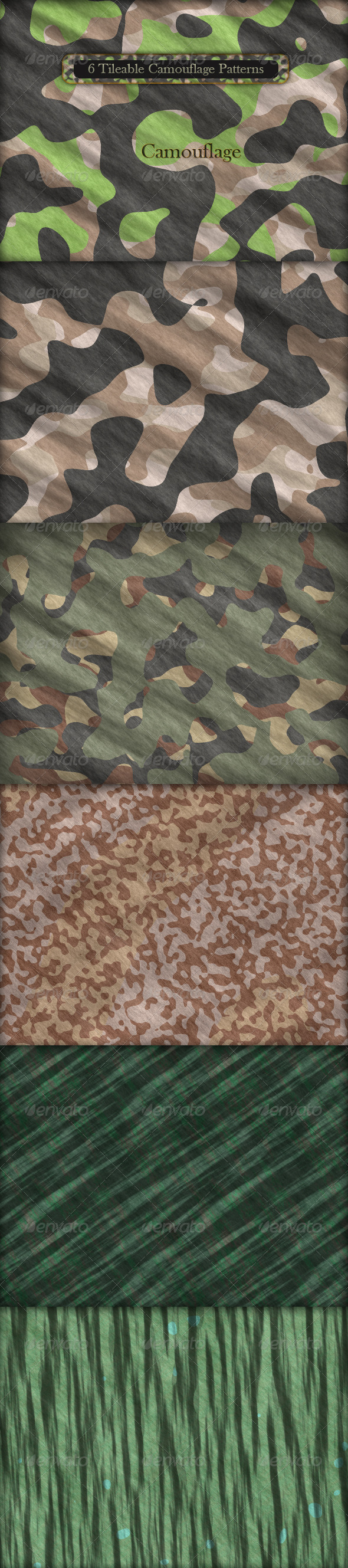 GraphicRiver 6 Tileable Camouflage Patterns 164860 GraphicRiver 6 Tileable Camouflage Patterns 164860