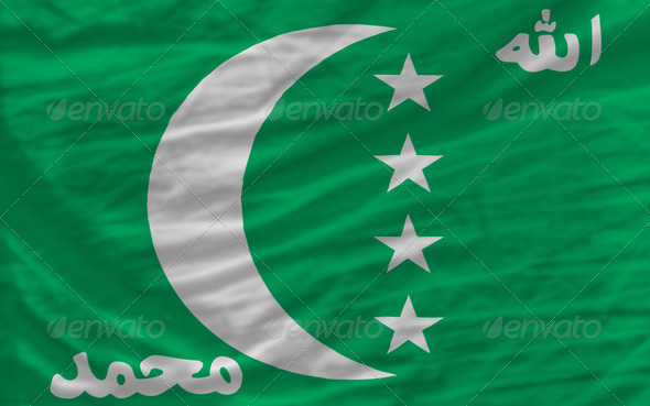 complete waved national flag of of comoros for background - Stock Photo - Images