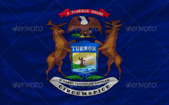 complete waved flag of american state of michigan for background - Stock Photo - Images