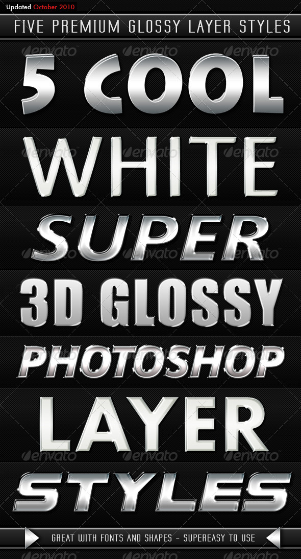 White Modern 3D Glossy Layer Styles - Photoshop Add-ons