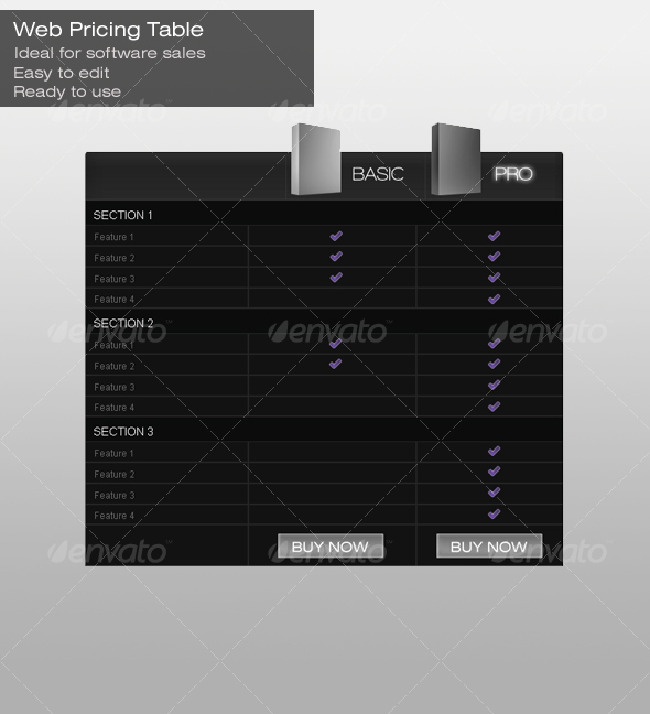 GraphicRiver Software Price Table 55287 GraphicRiver Software Price Table 55287
