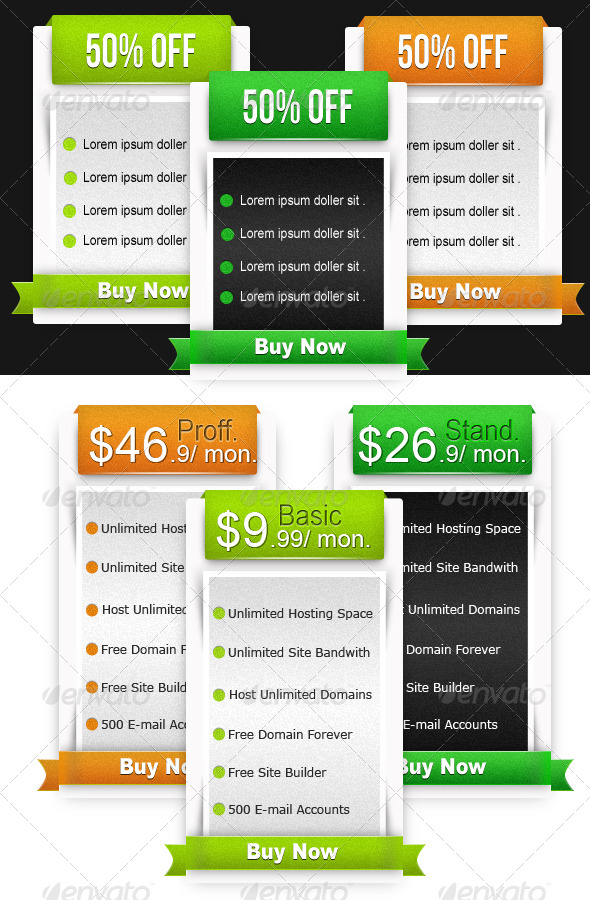 GraphicRiver Web Pricing Table & Boxes 166834 GraphicRiver Web Pricing Table & Boxes 166834