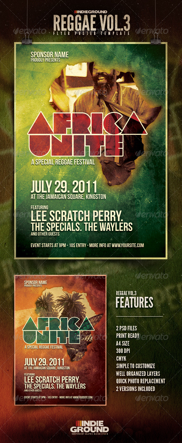 GraphicRiver Africa Unite Reggae Flyer Poster Vol 3 145342 GraphicRiver Africa Unite Reggae Flyer Poster Vol 3 145342
