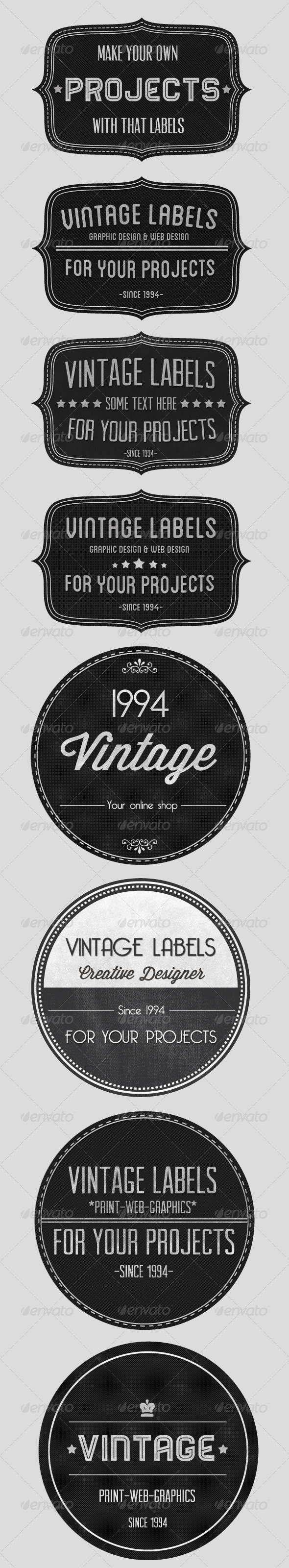 Vintage Badges Set - Badges & Stickers Web Elements