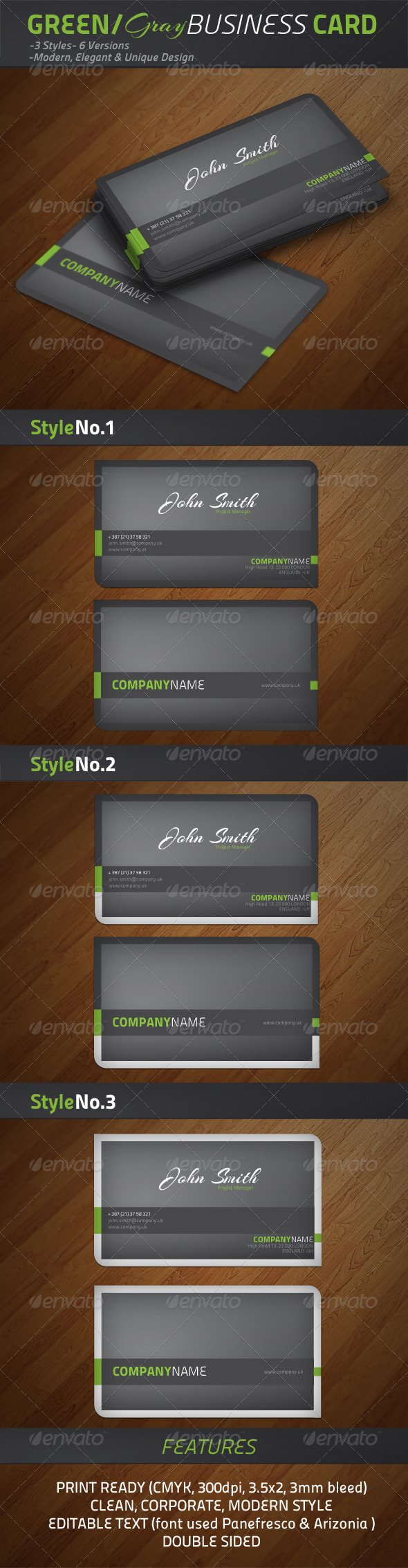 GraphicRiver Green Grey Modern Business Cards 1400159 GraphicRiver Green Grey Modern Business Cards 1400159