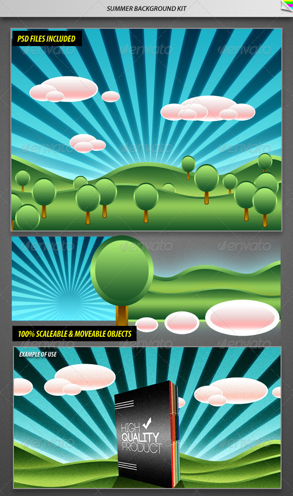 GraphicRiver Summer Background Kit 168545 GraphicRiver Summer Background Kit 168545