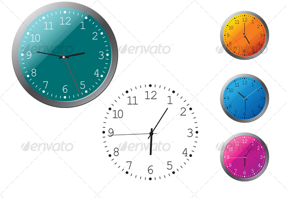 GraphicRiver Office clocks in different colors 56494 GraphicRiver Office clocks in different colors 56494